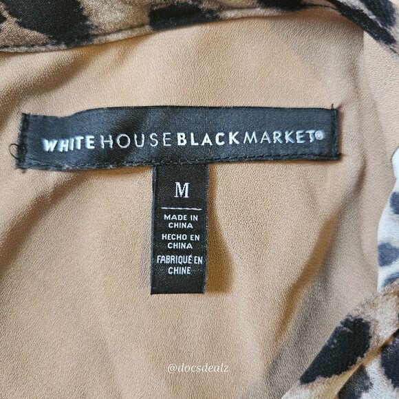 White House Black Market Leopard Print Long-Sleeve Blouse Women's Medium - Picture 3 of 5